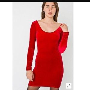 Red American Apparel long sleeve bodycon dress